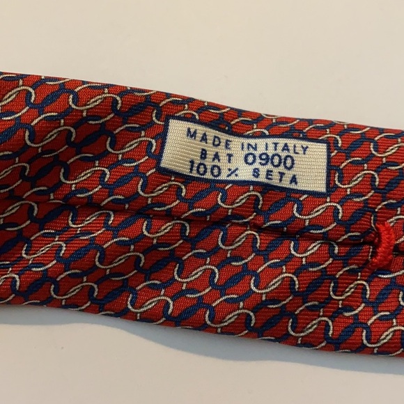 Battistoni Roma Red Silk Tie Handmade Italy - Picture 3 of 5